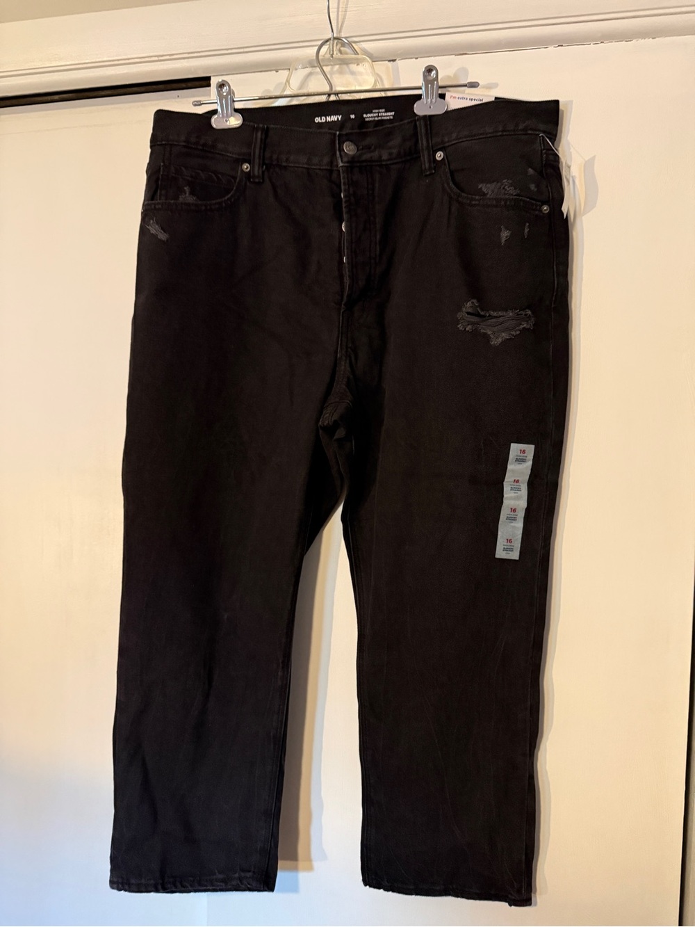 Old Navy Men’s Black Straight-Leg Distressed Jeans